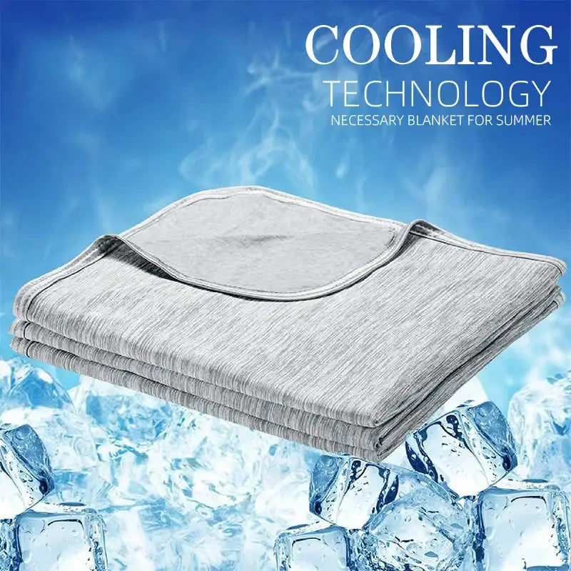 Light blue super soft cooling blanket with breathable textured fabric design by decorbites for soft cooling comfort