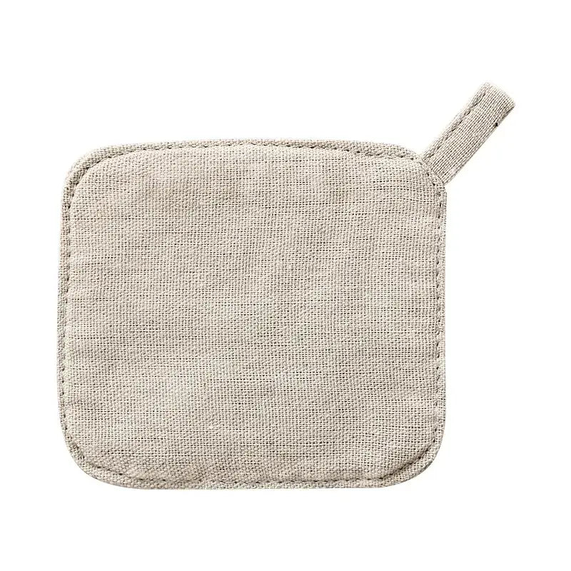 Beige linen potholder with matching loop handle from decorbites cotton linen coaster set for dining room use