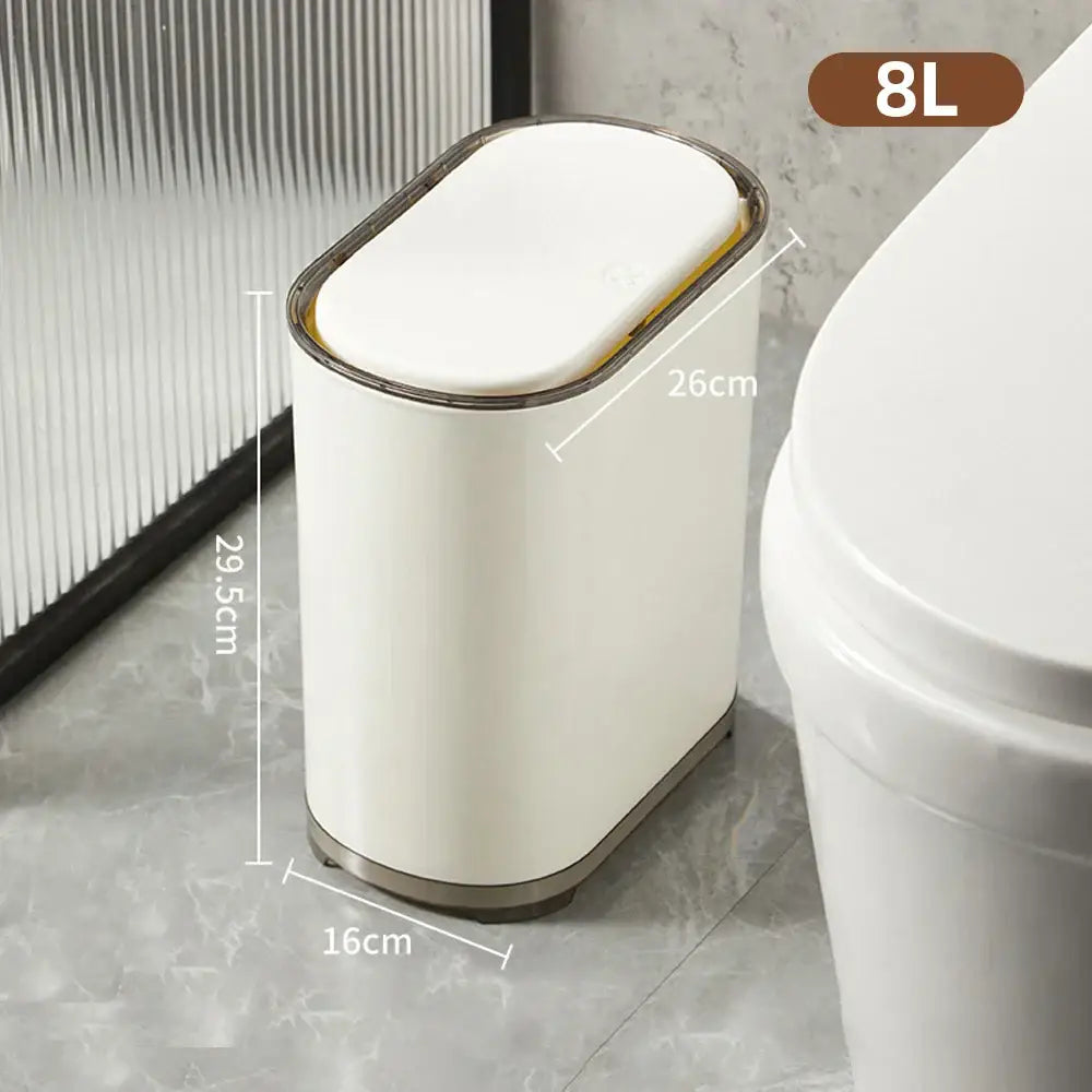 White and silver 8l oval-shaped decorbites light luxury bathroom trash can with sensor for kitchen and bathroom use
