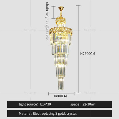 Gold electroplated luxury crystal chandelier with cascading tiers for living room decorbites light luxury design