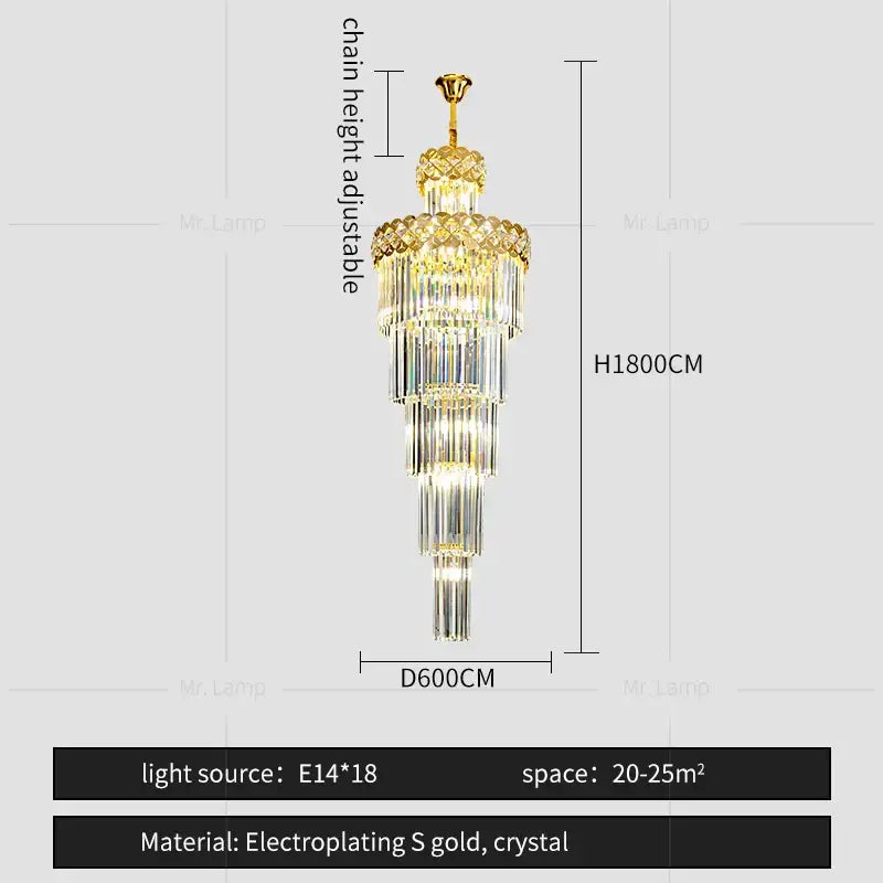 A gold tiered light luxury crystal chandelier with cascading glass tiers for living room decorbites light luxury design
