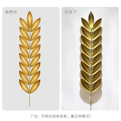 Golden metallic wheat stalk wall decoration made of light luxury iron for decorbites living room decorbites light luxury