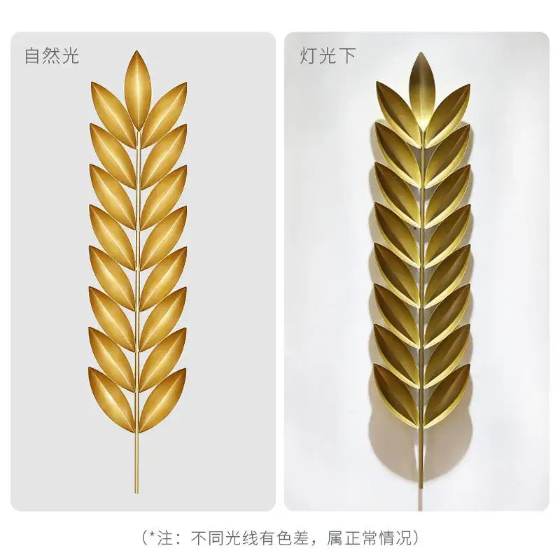 Golden metallic wheat stalk wall decoration made of light luxury iron for decorbites living room decorbites light luxury