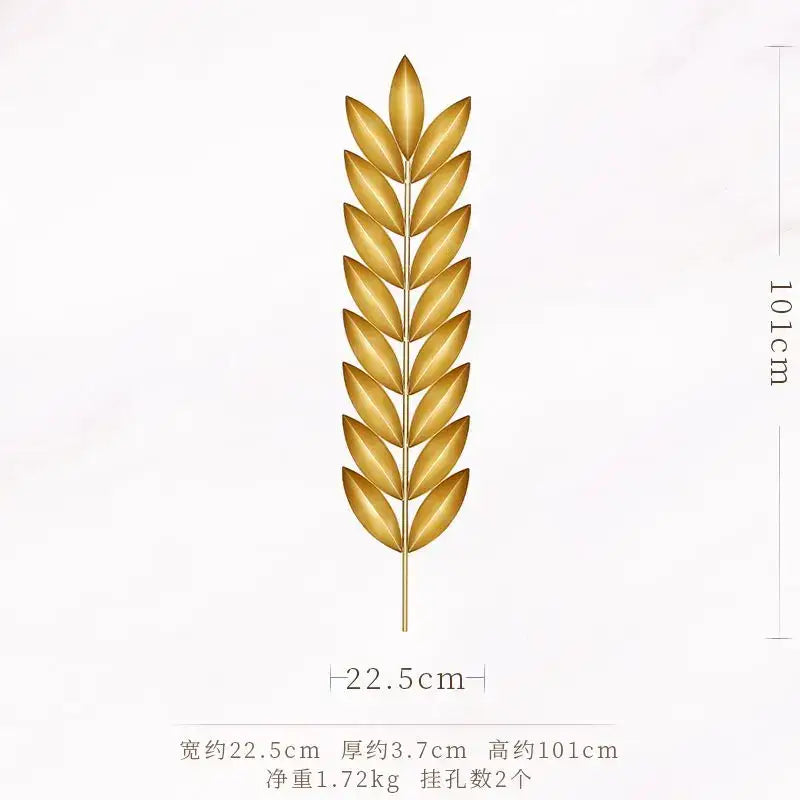 Golden wheat stalk wall decoration 101cm tall with sleek metallic finish decorbites light luxury iron for living room