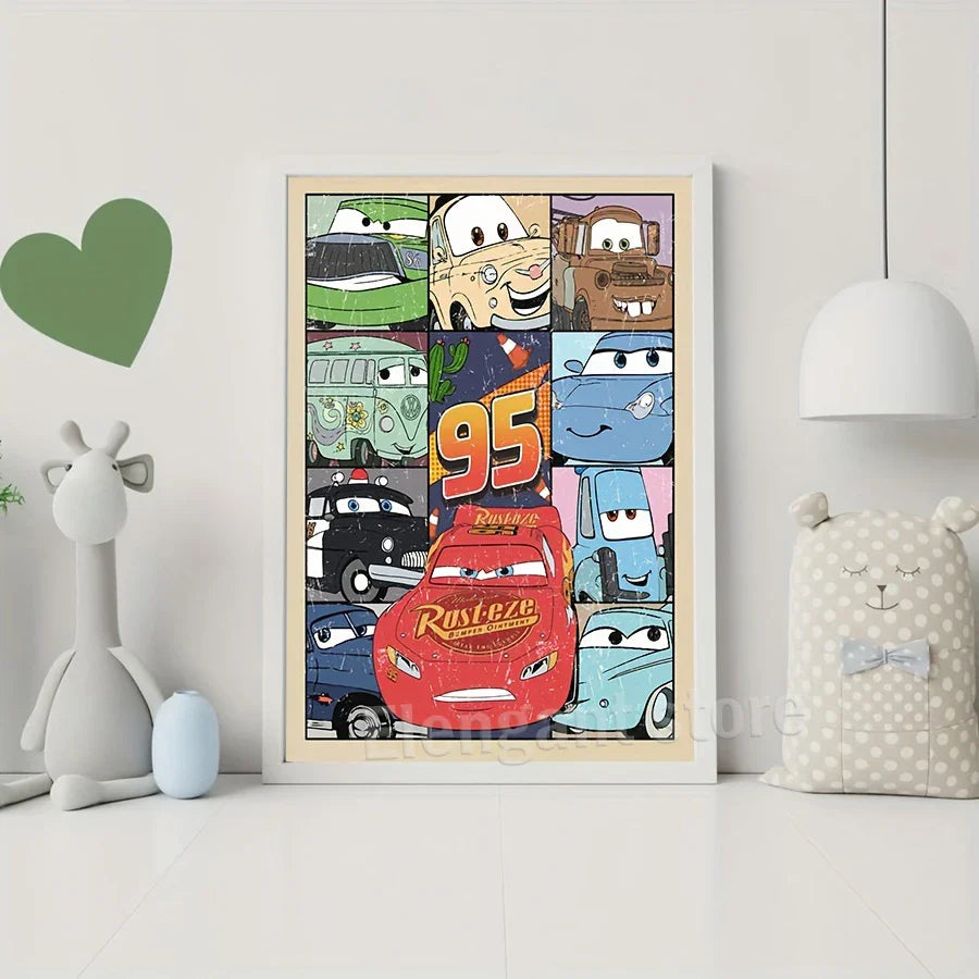 Lightning McQueen Art Prints - Cars Movie Theme - Posters