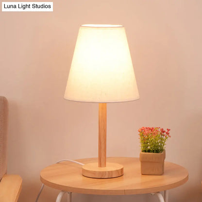 Lillian - Tapered Shade Night Lamp: Simplicity Wood Table Lighting