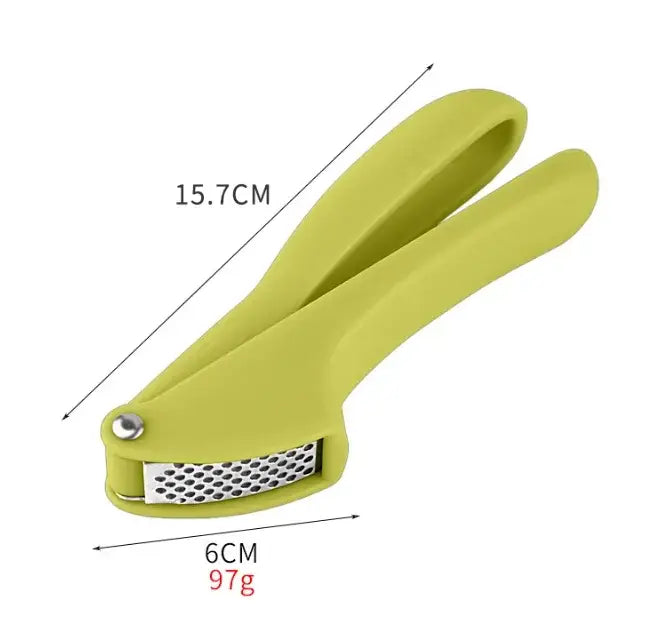 Lime green plastic garlic rammers with metallic zinc alloy grinding plate by decorbites garlic rammers kitchen tool