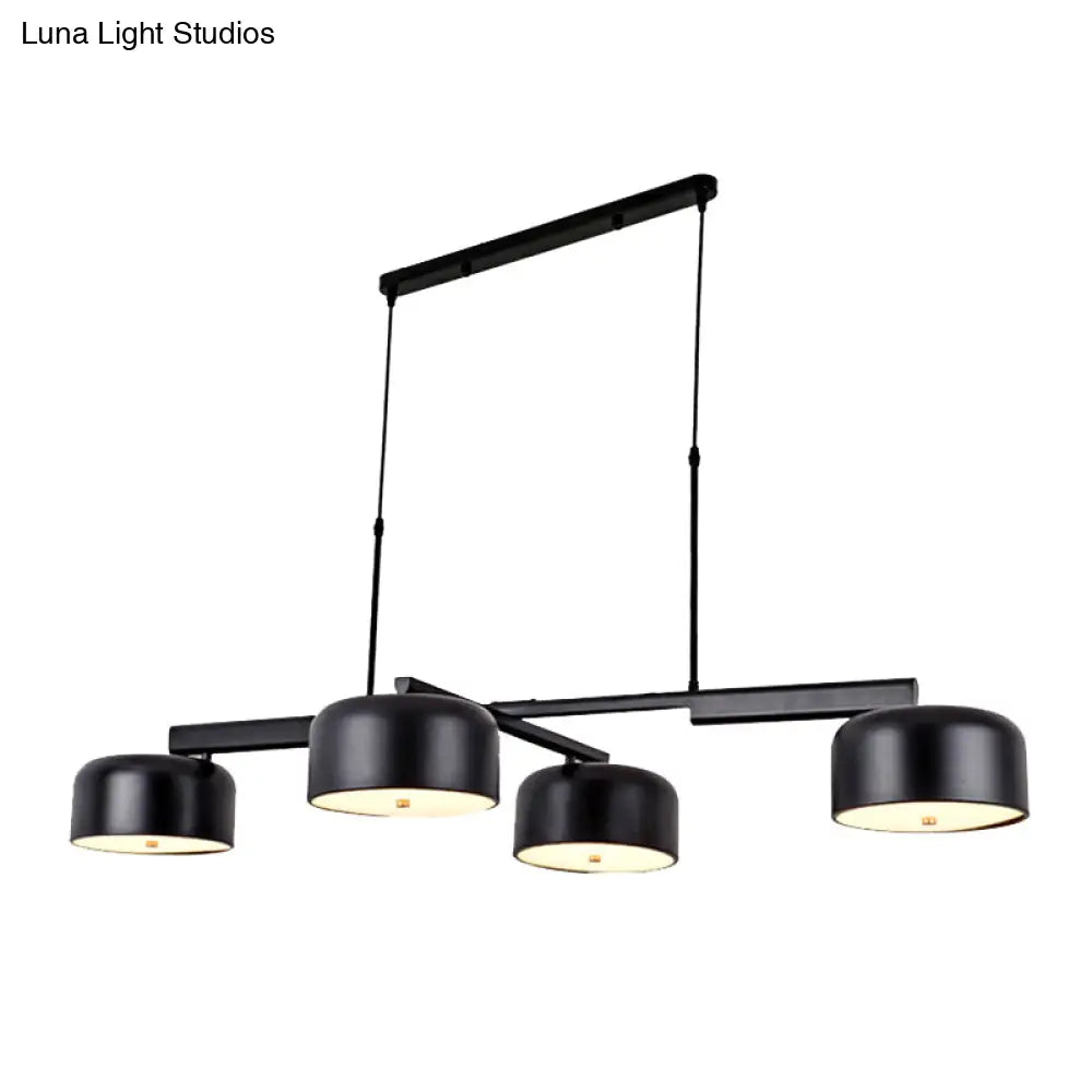 DecorBites™ Linear Modernist Island Pendant Light with 4 Drum Shades in Black/Rose Gold