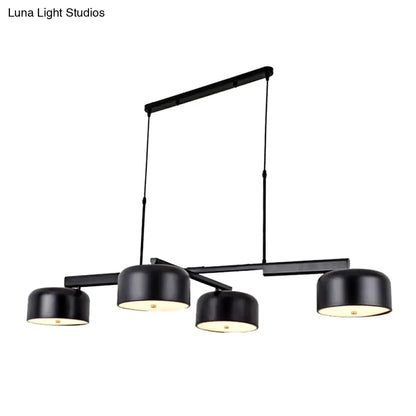 DecorBites™ Linear Modernist Island Pendant Light with 4 Drum Shades in Black/Rose Gold