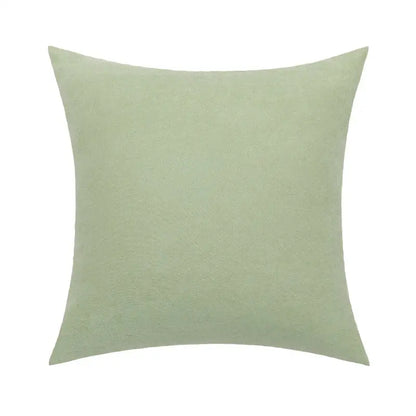 A soft square sage green cushion cover with textured decorbites linen embroidery leaves for living room decor