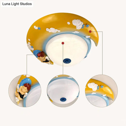 DecorBites™ DecorBites™ Little Angel Resin Crescent Flush Mount Light - Modern Ceiling Lamp for Kid Bedroom