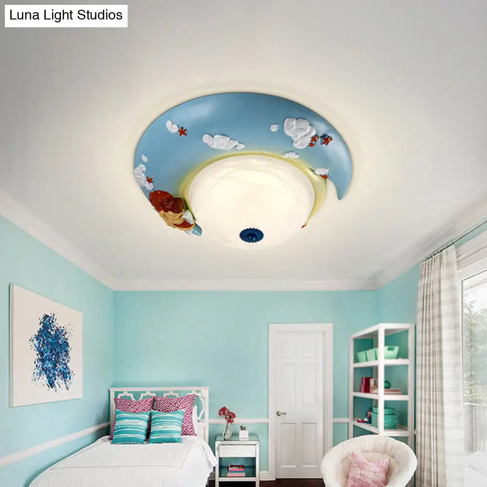 DecorBites™ DecorBites™ Little Angel Resin Crescent Flush Mount Light - Modern Ceiling Lamp for Kid Bedroom
