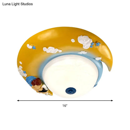DecorBites™ DecorBites™ Little Angel Resin Crescent Flush Mount Light - Modern Ceiling Lamp for Kid Bedroom