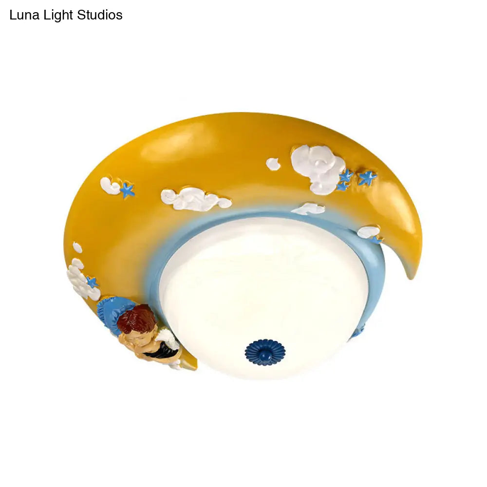 DecorBites™ DecorBites™ Little Angel Resin Crescent Flush Mount Light - Modern Ceiling Lamp for Kid Bedroom