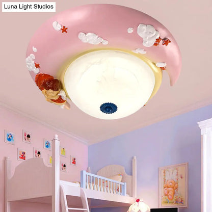 DecorBites™ DecorBites™ Little Angel Resin Crescent Flush Mount Light - Modern Ceiling Lamp for Kid Bedroom