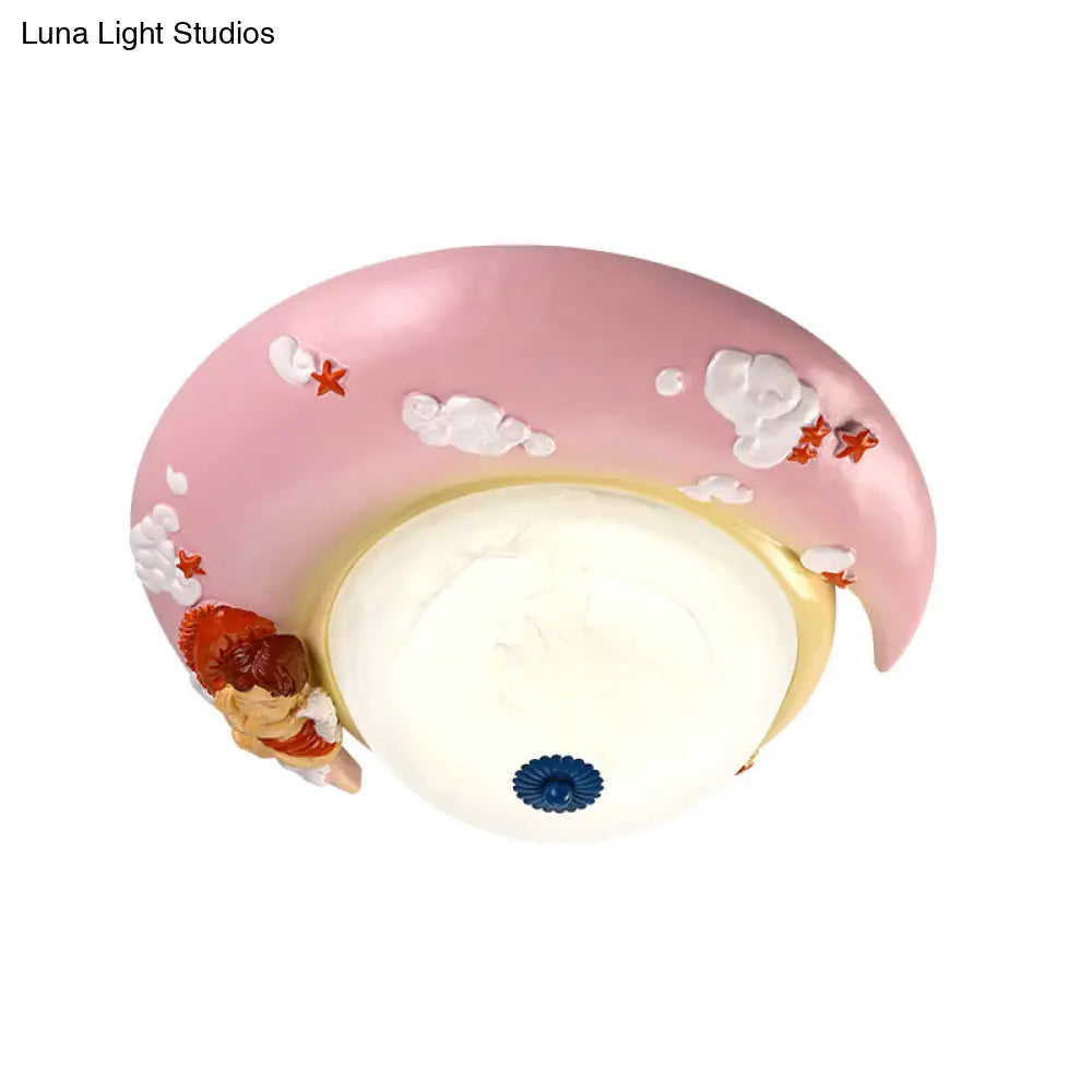 DecorBites™ DecorBites™ Little Angel Resin Crescent Flush Mount Light - Modern Ceiling Lamp for Kid Bedroom