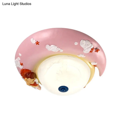 DecorBites™ DecorBites™ Little Angel Resin Crescent Flush Mount Light - Modern Ceiling Lamp for Kid Bedroom