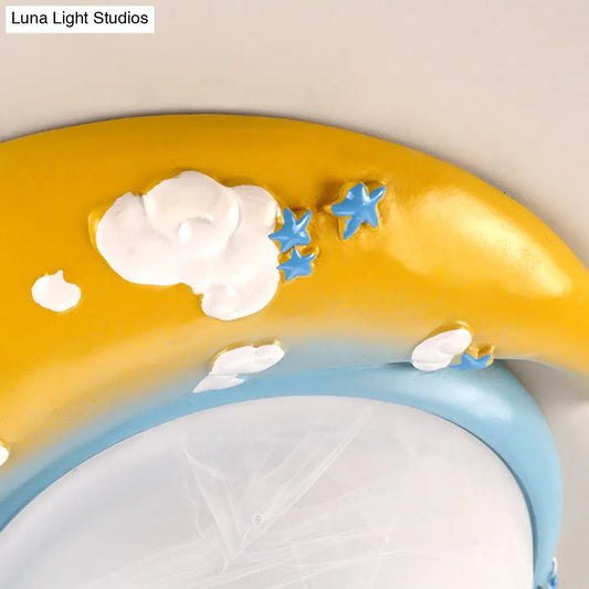 DecorBites™ DecorBites™ Little Angel Resin Crescent Flush Mount Light - Modern Ceiling Lamp for Kid Bedroom