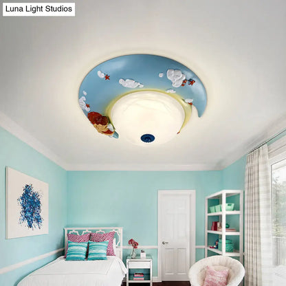 DecorBites™ DecorBites™ Little Angel Resin Crescent Flush Mount Light - Modern Ceiling Lamp for Kid Bedroom