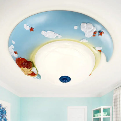 DecorBites™ DecorBites™ Little Angel Resin Crescent Flush Mount Light - Modern Ceiling Lamp for Kid Bedroom
