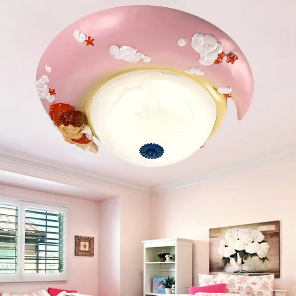 DecorBites™ DecorBites™ Little Angel Resin Crescent Flush Mount Light - Modern Ceiling Lamp for Kid Bedroom