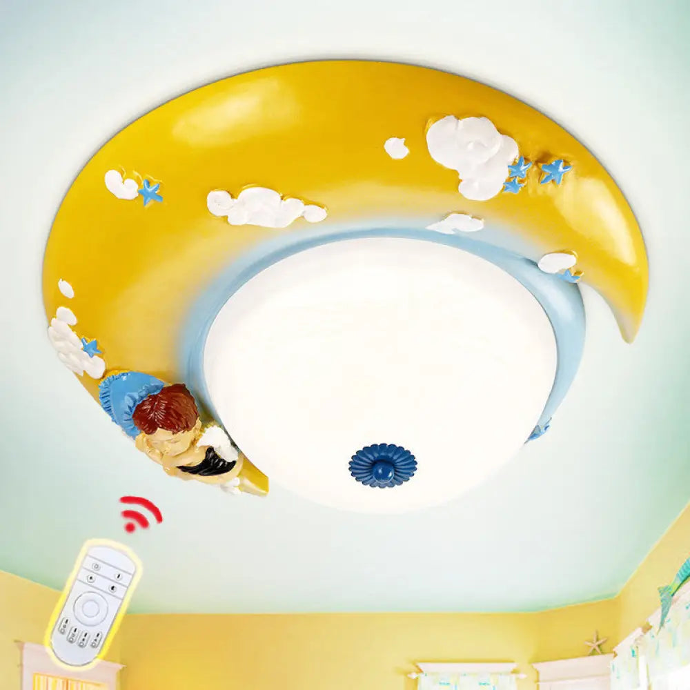 DecorBites™ DecorBites™ Little Angel Resin Crescent Flush Mount Light - Modern Ceiling Lamp for Kid Bedroom