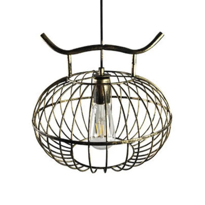 Lodge Style Metal Pendant Light with Hanging Lantern Design - Rust/Aged Brass Finish