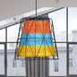 Lodge Style Metallic and Rope 1-Light Bucket Pendant Lamp - White/Blue/Orange/Yellow