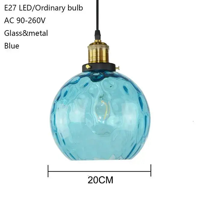 Loft blue glass pendant light with textured blue glass shade and brass-finished metal fixture for kitchen decorbites loft blue