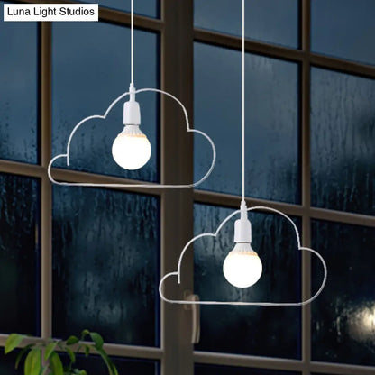 Loft Style 2-Light Metal Cloud Shade Pendant Lamp in White for Bedroom