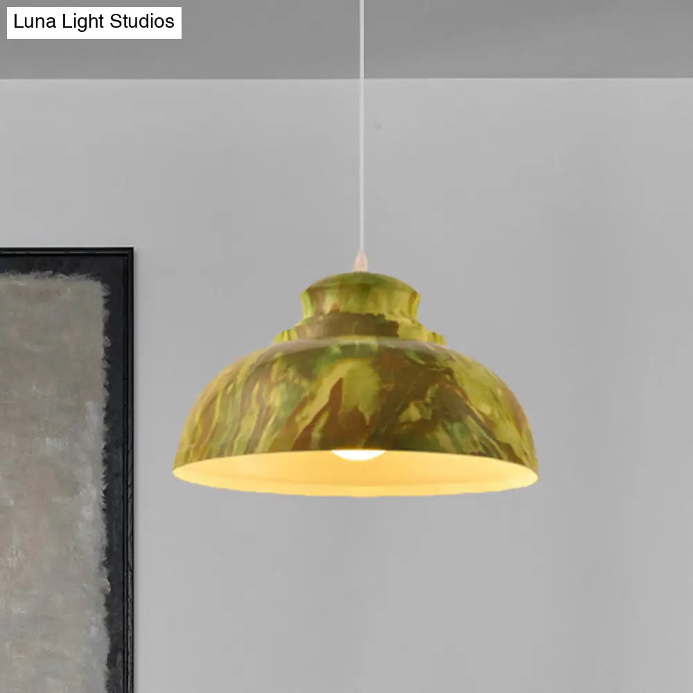 Loft Style Aluminum Hanging Pendant Light - Coffee/Green Bowl Shade for Dining Room