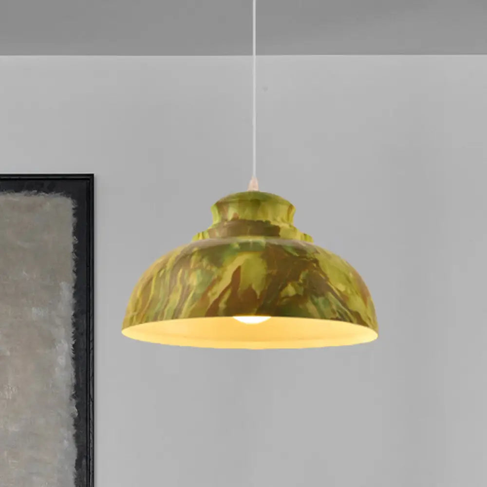 Loft Style Aluminum Hanging Pendant Light - Coffee/Green Bowl Shade for Dining Room