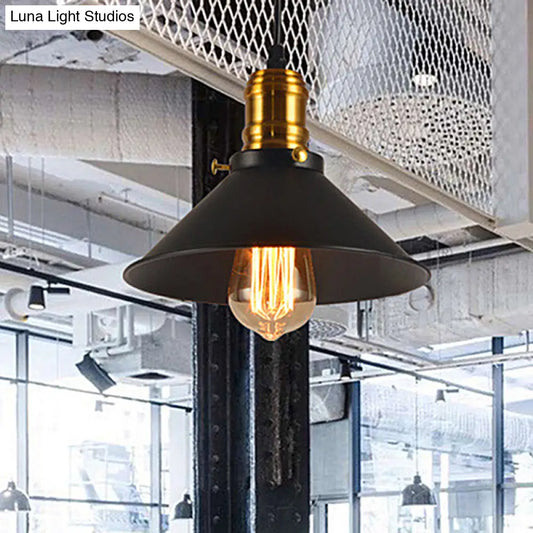 Loft-Style Brass Pendant Lighting - Tapered Shade, 1-Light, Metal, Hanging Ceiling Light - (1/2/3-Pack)