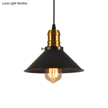 Loft-Style Brass Pendant Lighting - Tapered Shade, 1-Light, Metal, Hanging Ceiling Light - (1/2/3-Pack)