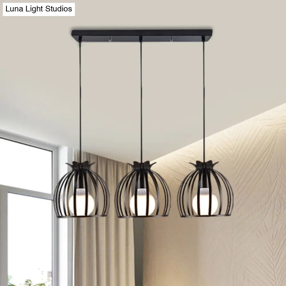 Loft Style Dome Cage Pendant Light with Hanging Head - Black/White - Perfect for Living Room