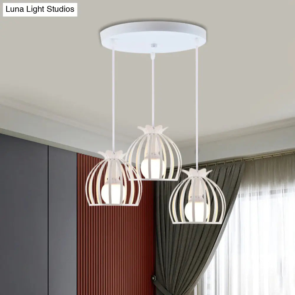 Loft Style Dome Cage Pendant Light with Hanging Head - Black/White - Perfect for Living Room