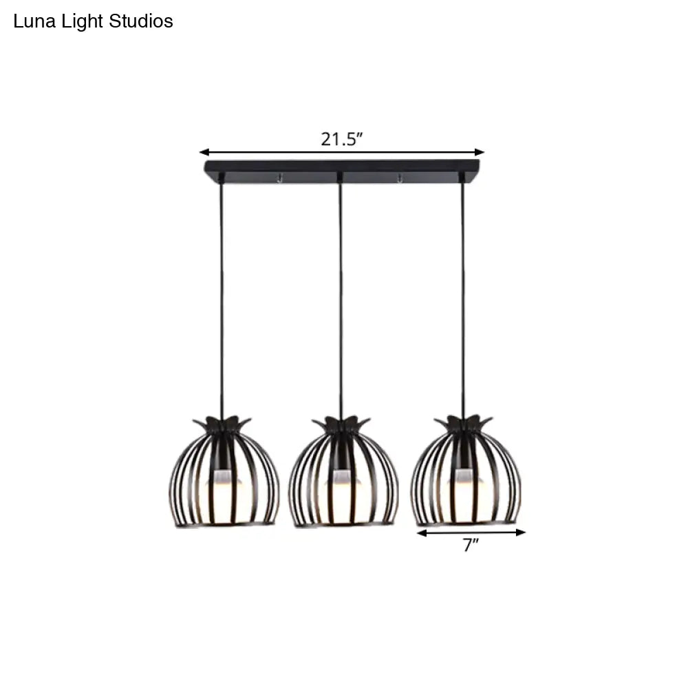 Loft Style Dome Cage Pendant Light with Hanging Head - Black/White - Perfect for Living Room