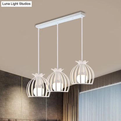 Loft Style Dome Cage Pendant Light with Hanging Head - Black/White - Perfect for Living Room