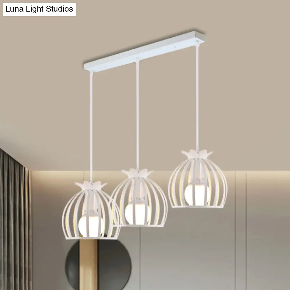 Loft Style Dome Cage Pendant Light with Hanging Head - Black/White - Perfect for Living Room