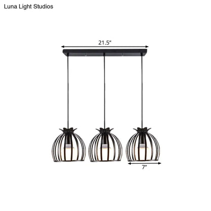 Loft Style Dome Cage Pendant Light with Hanging Head - Black/White - Perfect for Living Room