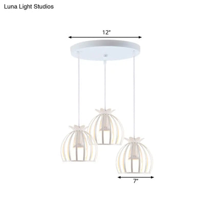 Loft Style Dome Cage Pendant Light with Hanging Head - Black/White - Perfect for Living Room