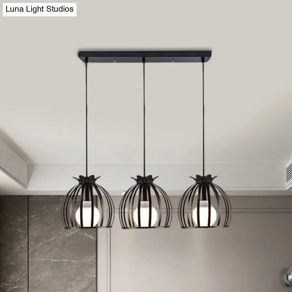 Loft Style Dome Cage Pendant Light with Hanging Head - Black/White - Perfect for Living Room