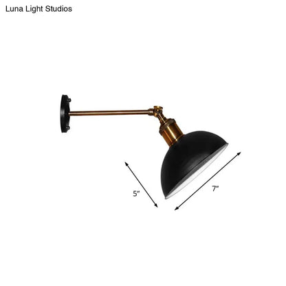 DecorBites™ DecorBites™ Loft Style Dome/Drum Shade Black Metal Adjustable Wall Sconce Light for Bedroom