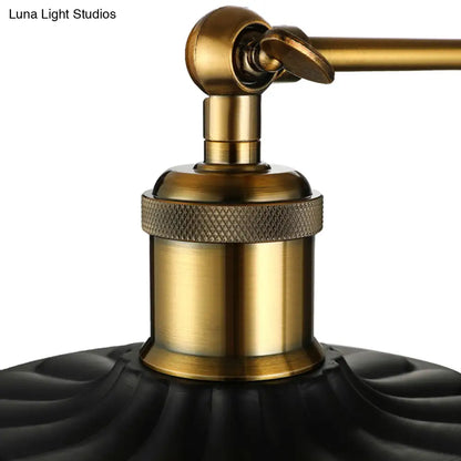 DecorBites™ DecorBites™ Loft Style Dome/Drum Shade Black Metal Adjustable Wall Sconce Light for Bedroom