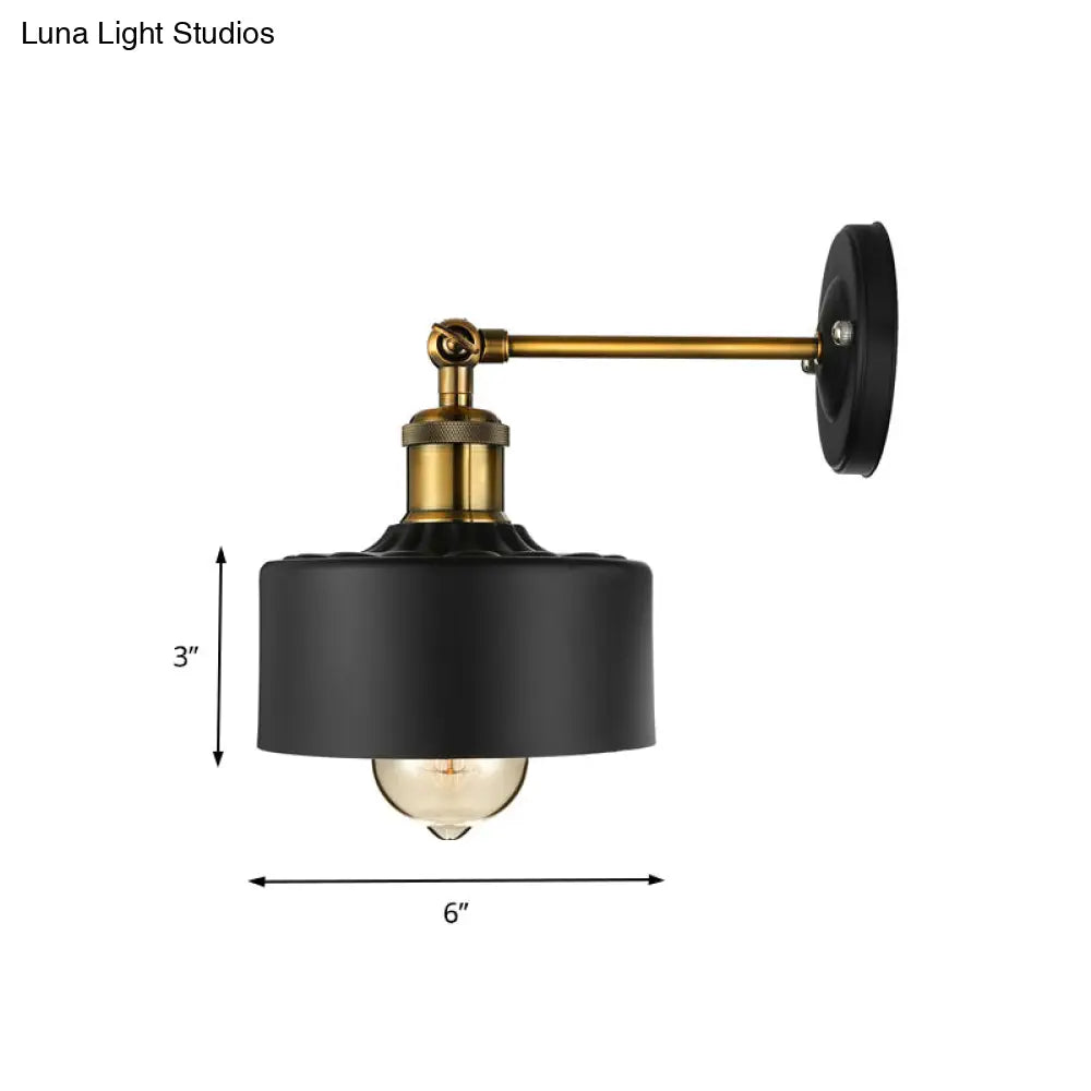 DecorBites™ DecorBites™ Loft Style Dome/Drum Shade Black Metal Adjustable Wall Sconce Light for Bedroom