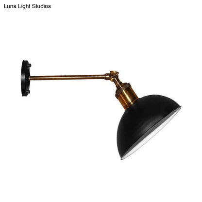DecorBites™ DecorBites™ Loft Style Dome/Drum Shade Black Metal Adjustable Wall Sconce Light for Bedroom