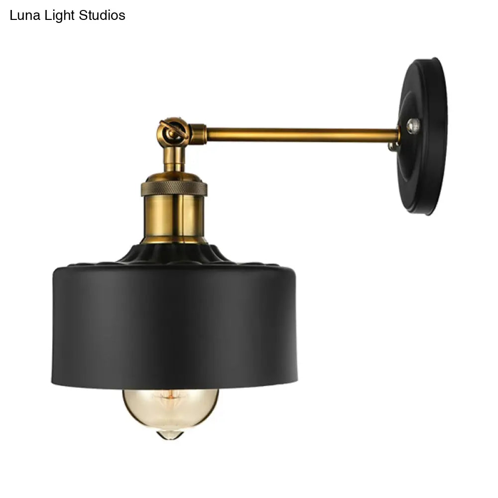 DecorBites™ DecorBites™ Loft Style Dome/Drum Shade Black Metal Adjustable Wall Sconce Light for Bedroom