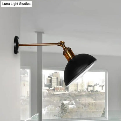 DecorBites™ DecorBites™ Loft Style Dome/Drum Shade Black Metal Adjustable Wall Sconce Light for Bedroom