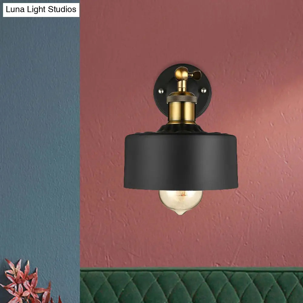 DecorBites™ DecorBites™ Loft Style Dome/Drum Shade Black Metal Adjustable Wall Sconce Light for Bedroom