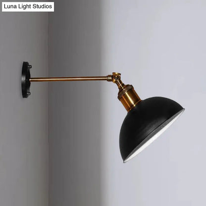DecorBites™ DecorBites™ Loft Style Dome/Drum Shade Black Metal Adjustable Wall Sconce Light for Bedroom